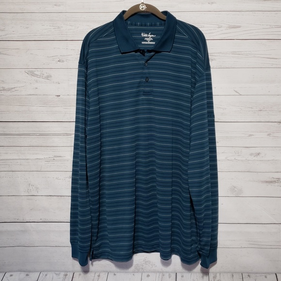 Walter Hagen Other - *SOLD* Walter Hagen Teal Striped Long Sleeve Polo XL